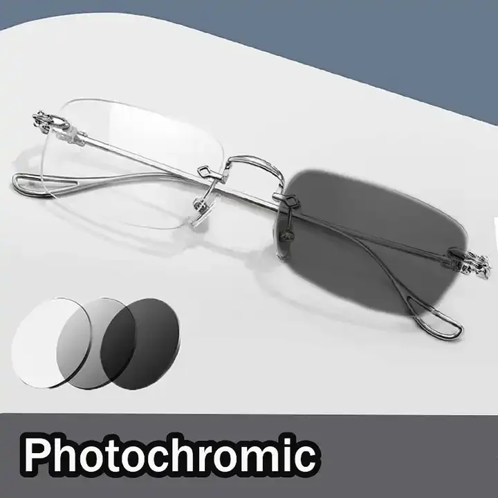 2024 Fashion Men Women Transparent Eyeglasses Lens Color Changing  Photochromic Glasses photochromic and anti blue glasses