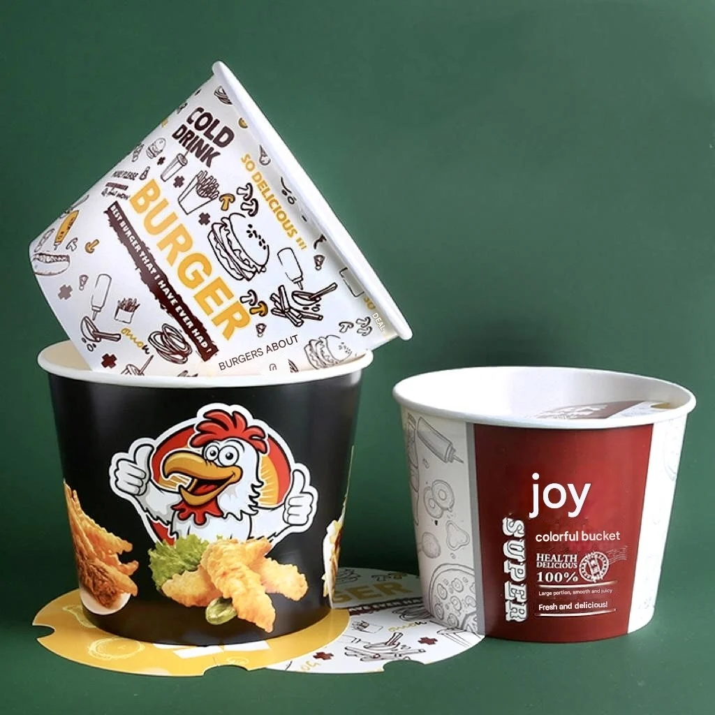 Reusable Printed Paper Popcorn Bowl For Movie Night Birthday Party Popcorn Bucket For Food And Beverage Packaging Custom Logo