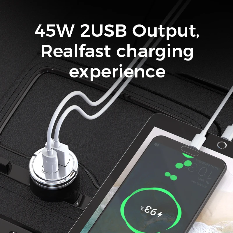 JOYROOM 5А быстрое usb c pd автомобильное зарядное устройство мини 2 порта с