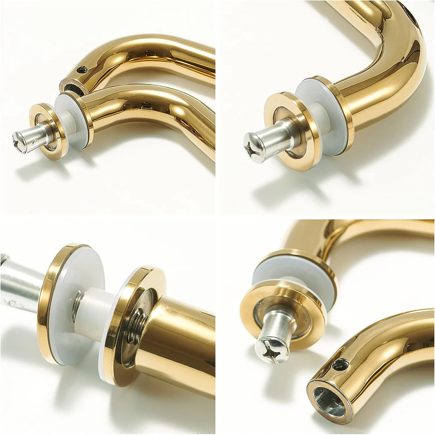 Foshan shower room handle 1 inch stainless steel round tube L-shaped handle glass door handle