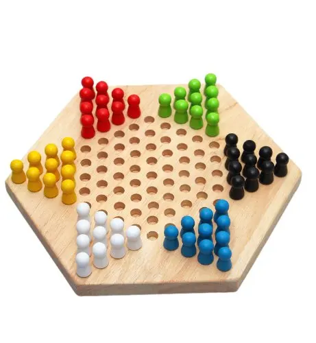 Hexagon Wood Chinese Checkers Family Game Set