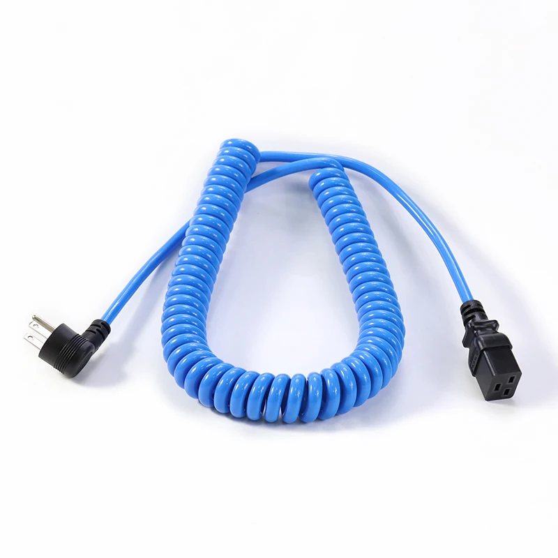 
USA NEMA 5-15P UL-Approval American Canadian AC Plug Spring Spiral Curly Cord US Right Angle 90 Degree Coiled Power Cable 