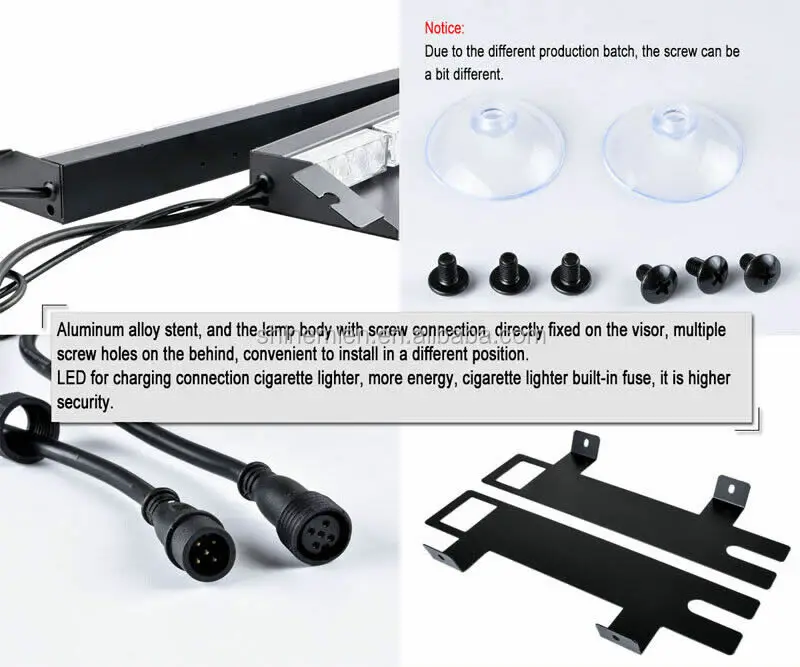 32LED Visor Lights 26 Flash Patterns Windshield Emergency Hazard Warning Strobe Beacon Split Mount Deck Dash Lamp