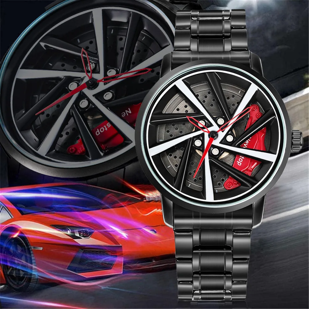 N941 D Spinning Model Unique Hub Custom Design Sports Car Wheel Rim Waterproof Watch Mens Wheel Wristwatch Quartz Wrist Watch