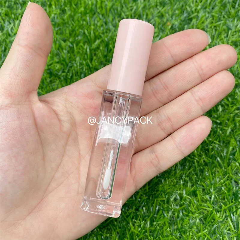 Square curved Wave Shape 2.5ML pink Lip Gloss tubes Wholesale Custom Logo Unique Lip Glaze Tube lip oil bottle