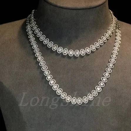 Shining diamond Many Egg Shape White Color 18K Gold Exuquisite Design Necklace