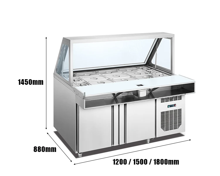 Демонстрационный счетчик/охладитель для салата с воздушным охлаждением