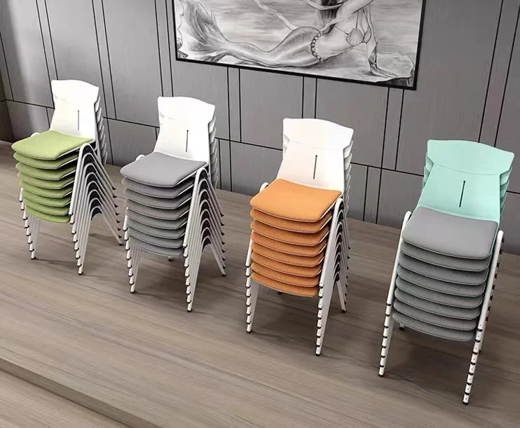 Conference chair stackable training stool thickened steel frame office meeting room negotiation chair news stool hotel chair