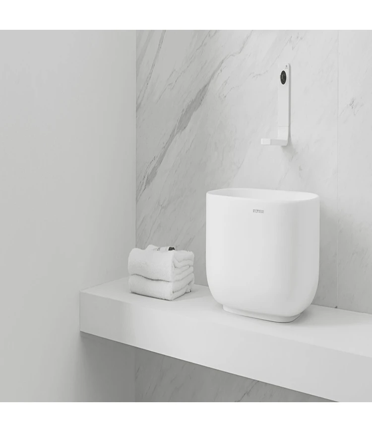 Free-standing bucket shape design solid surface 100 acrylic wash basin toilet
