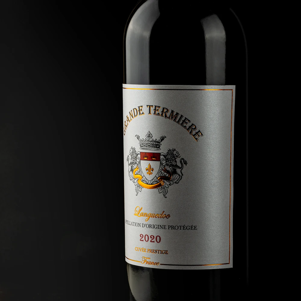 Custom Wishky Wine Bottle Labels Customize Adhesive Leather Textured Paper Emboss Gold Foil Labels  For Wine Bottle