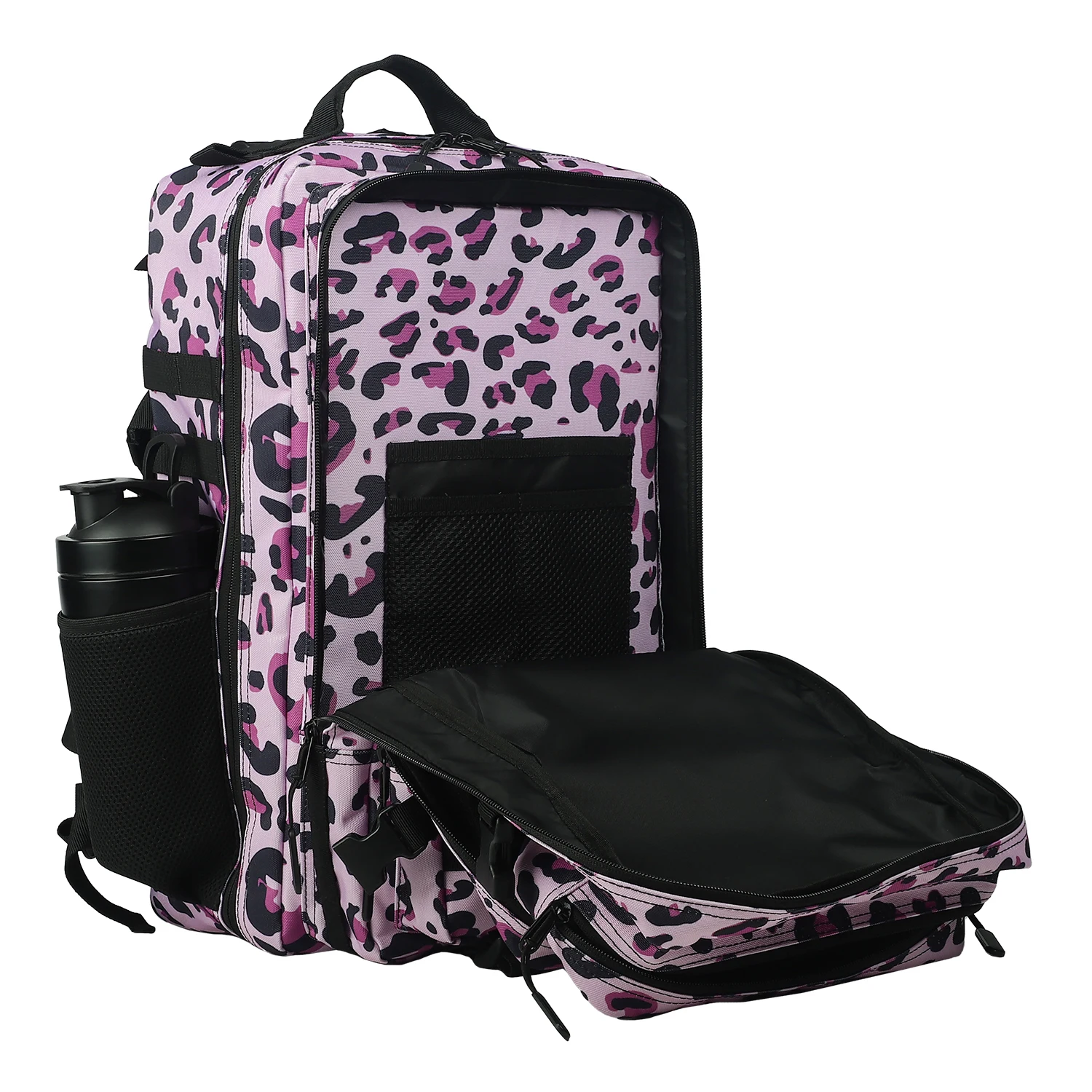LAMGOYI custom logo 45L fitenss backpack pink leopard waterproof hiking bag athletic tactical gym backpacks gym bag