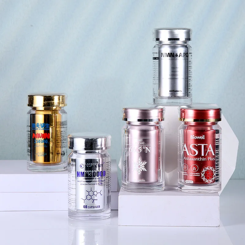 CUSTOM PS Pill Bottle with Inner Container Customer Design Printing Empty Bottles for Pills Capsule Tablet Vitamin Supplement