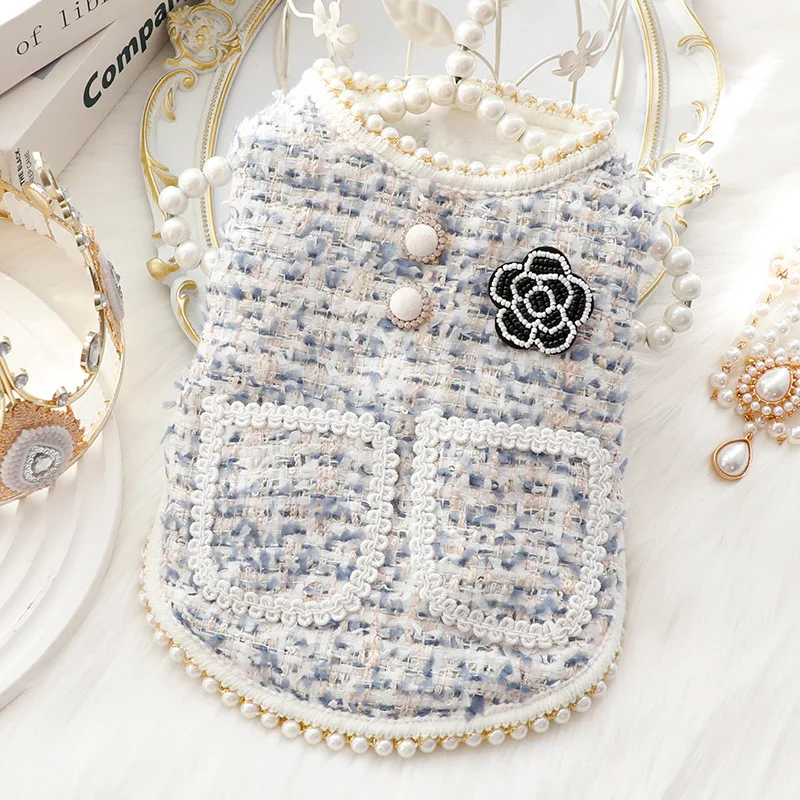 New Arrival Cat Princess Vest Fragrance Celebrity Pearl Luxury Pet Dog Clothes Coats Designer Pet Clothes For Dogs And Pets