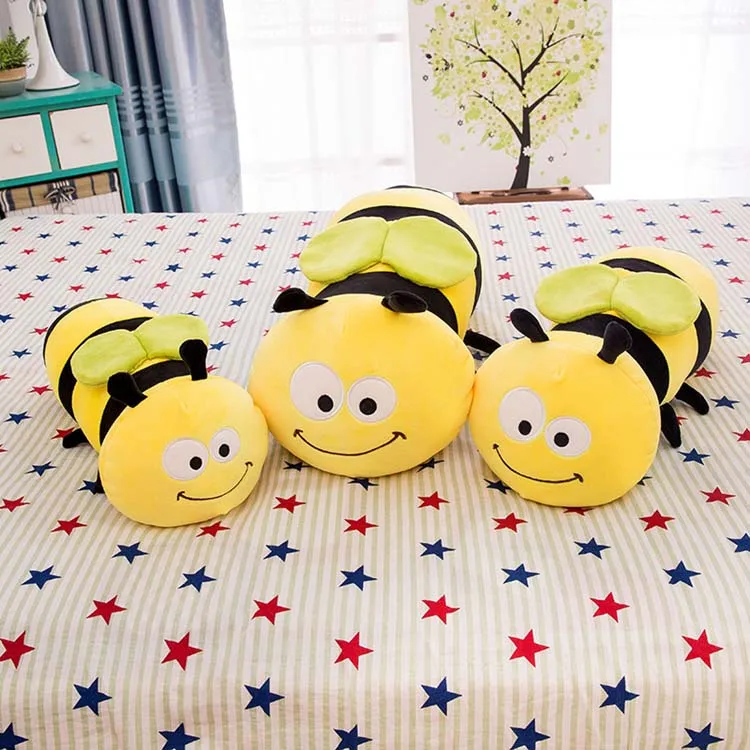 Aliexpress Hot sale Creative soft bee plush stuffed toys doll striped sleeping pillow toy for kids birthday gift