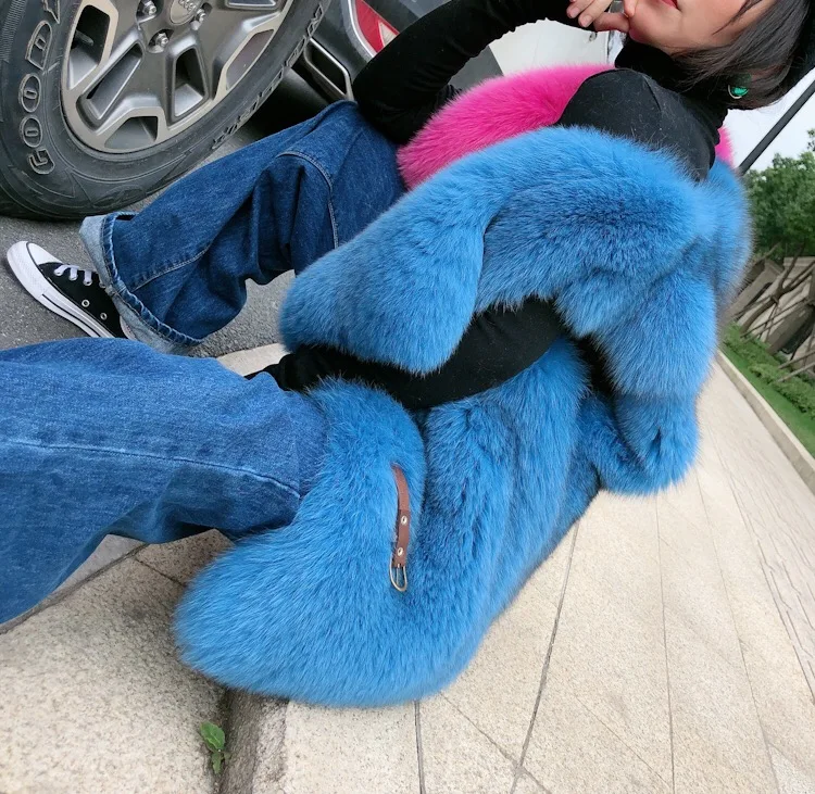 Luxury Multi Color Whole Fox Fur Handmade Genuine Fox Fur Gilet Vest High Street Women High End Fox Fur Vest