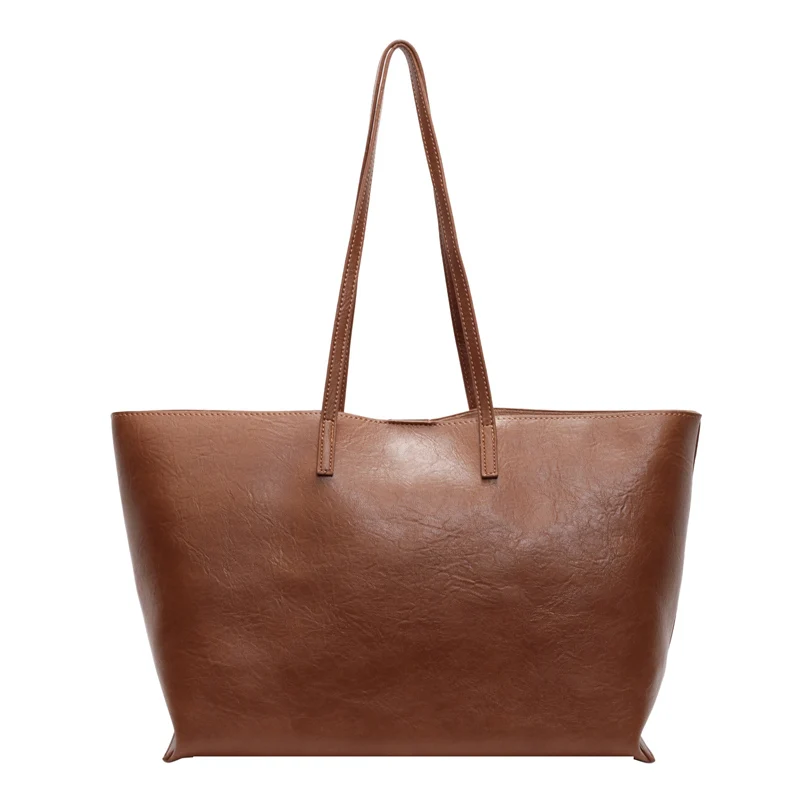 Винтажная коричневая женская сумка на одно плечо из искусственной кожи Классическая модная для покупок с текстурой путешествий настраиваемая