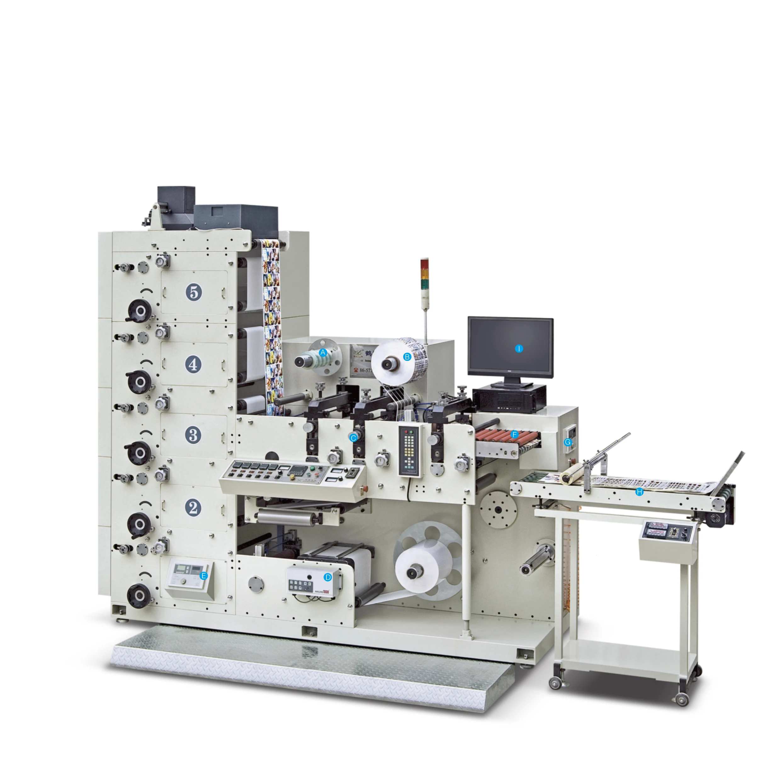 RY 480-5D High Speed Automatic Adhesive Paper Label Sticker Flexographic Printing Machine For Manufacturing Plant