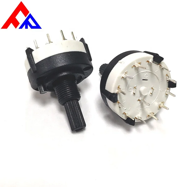 Professional manufacturer direct sales plastic insulated shaft 1/2/3/4/5/6/7/8/9/10/11/12 position rotary switch 26mm