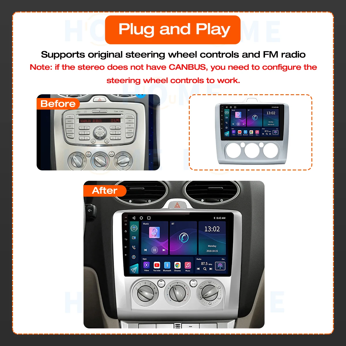 Factory price Android 10 Car Radio for Ford Focus 2 3 Mk2 Mk3 2004 2005 - 2011 Multimedia Player Navigation GPS 2Din Carplay