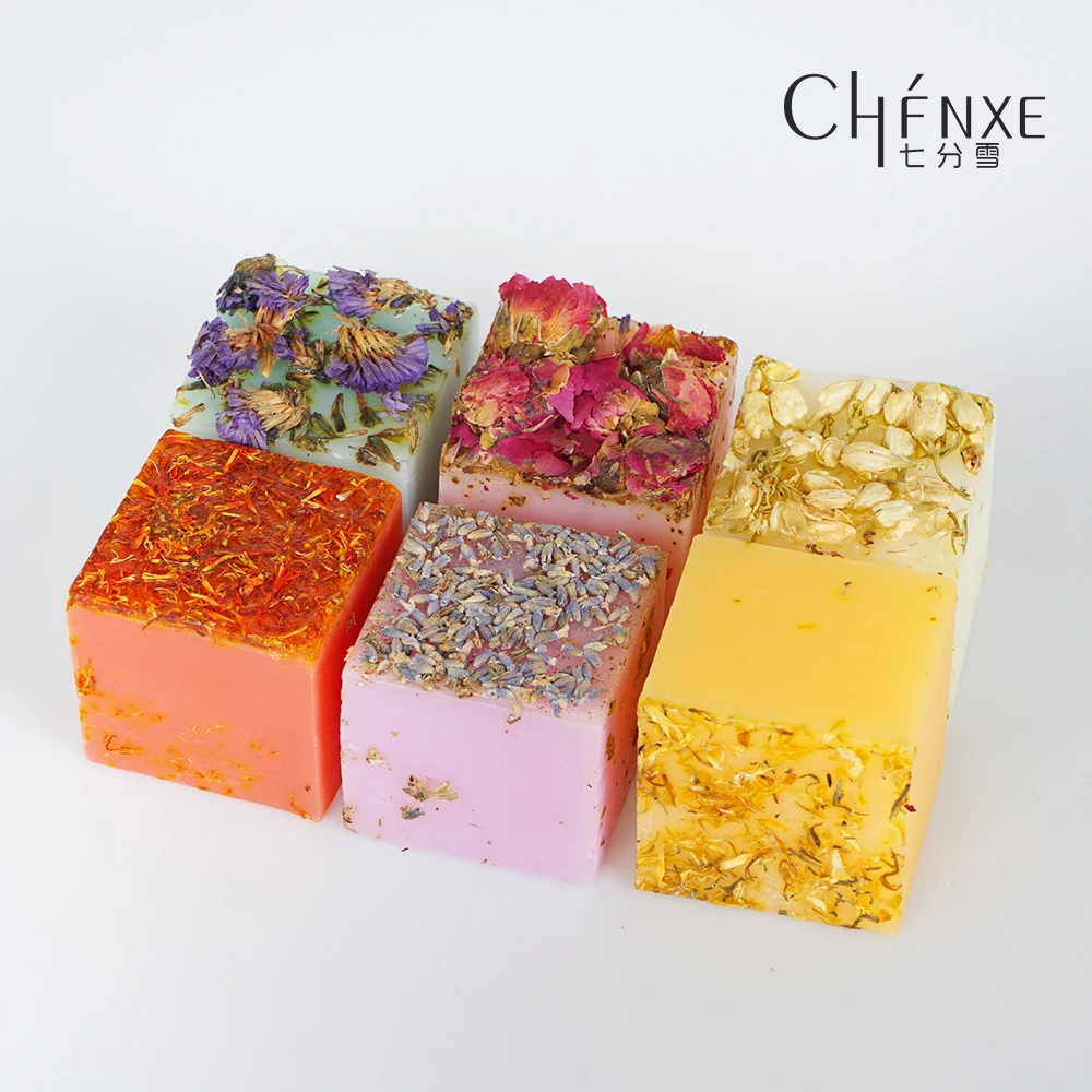 Private label organic acne soap making lavender roses dried flowers bath