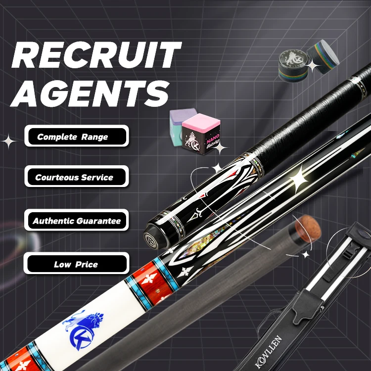 KONLLEN Cue Stick Billiard Carbon 12.5mm Ebony Butt Turquoise Ring True Inlay Cues Pool