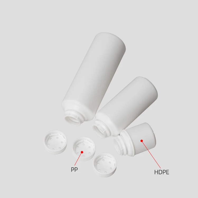Empty 1oz (30 grams) white talcum powder Shaker Bottles Tamper Proof 50ml 100ml HDPE Powder Round Bottle with Sifter fitment