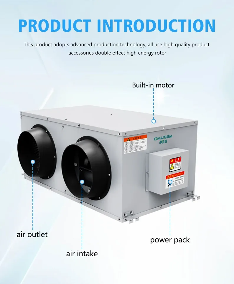 10000m3/h ventilato Fresh air function with summer bypass auto humidity control HRV energy recovery co2/pm2.5 sensor