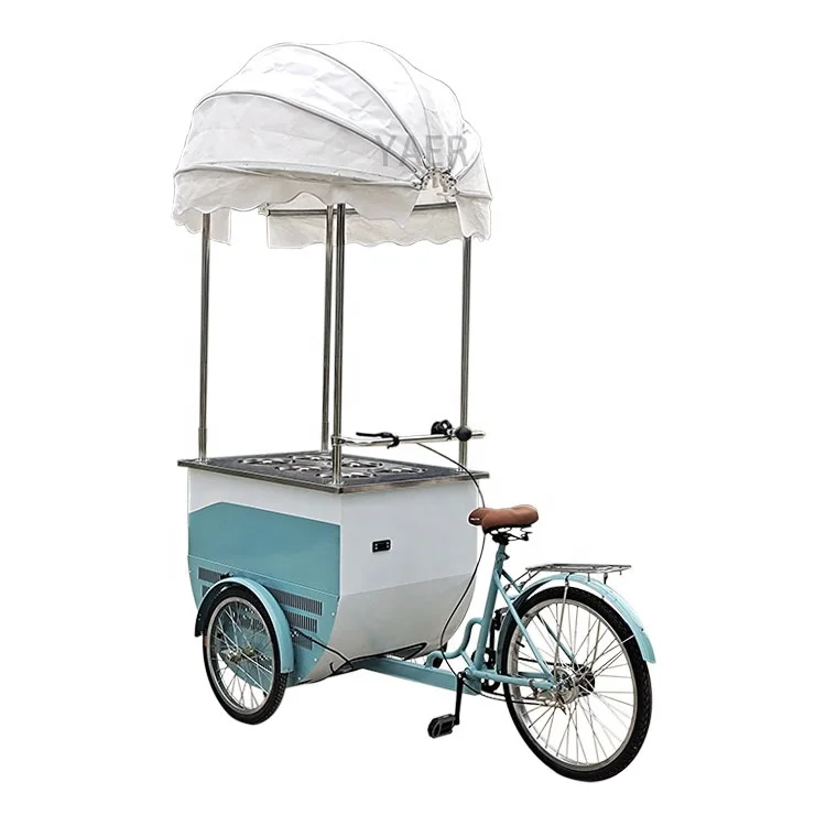 Bike Tricycle for Sale, Bicycle Ice Cream Oem Mobile Food Vending Cart 3 Wheel Coffee Fruit Mobile Restaurant Bus Double Deck