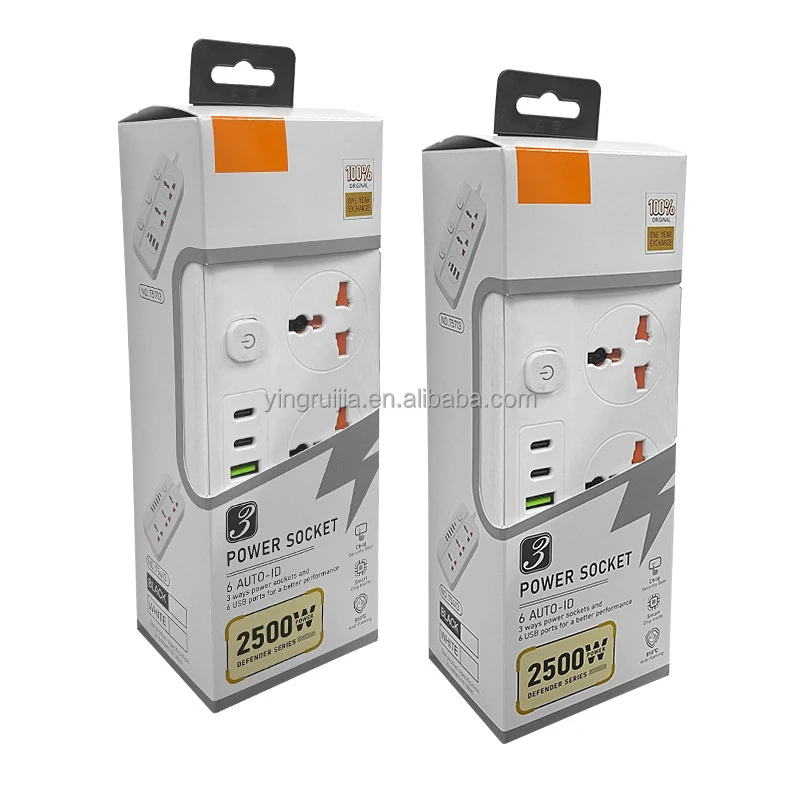 Factory wholesale Universal power strip power socke, Extension cord 3 Outlets with 6 USB port, British Multi socket power strip