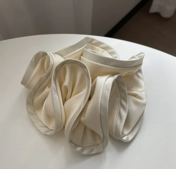 French Ponytail Elastic Hair Bands Women Hair Ties Headwear Accessories Elegant Extra Large flower Satin Scrunchies