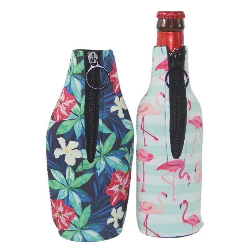 Custom Beer Bottle Insulator Sleeve Zip-up Bottle Keeps Beer Cold and Hands Warm Extra Thick Neoprene Edges Enclosed Bottom