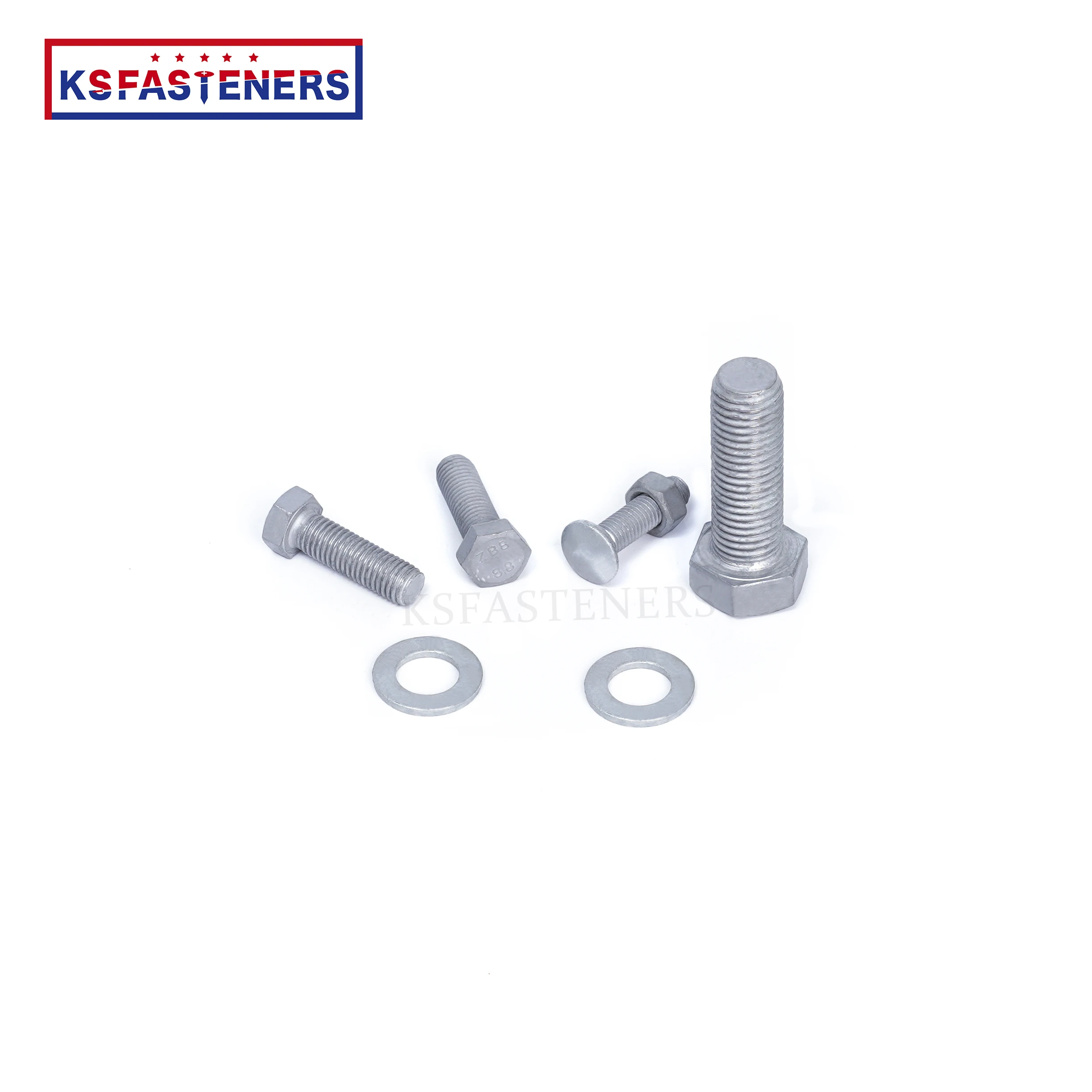 ASTM307 Hexagonal Hex Flat head Bolt Screw Carbon Steel Hot-dip Galvanized constructional solar