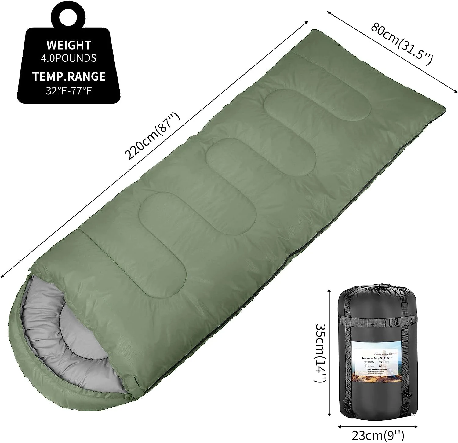 WOQI Lightweight Backpack Sleeping Bag Is Suitable for Adult Boys and Girls, Fearless of Cold Weather