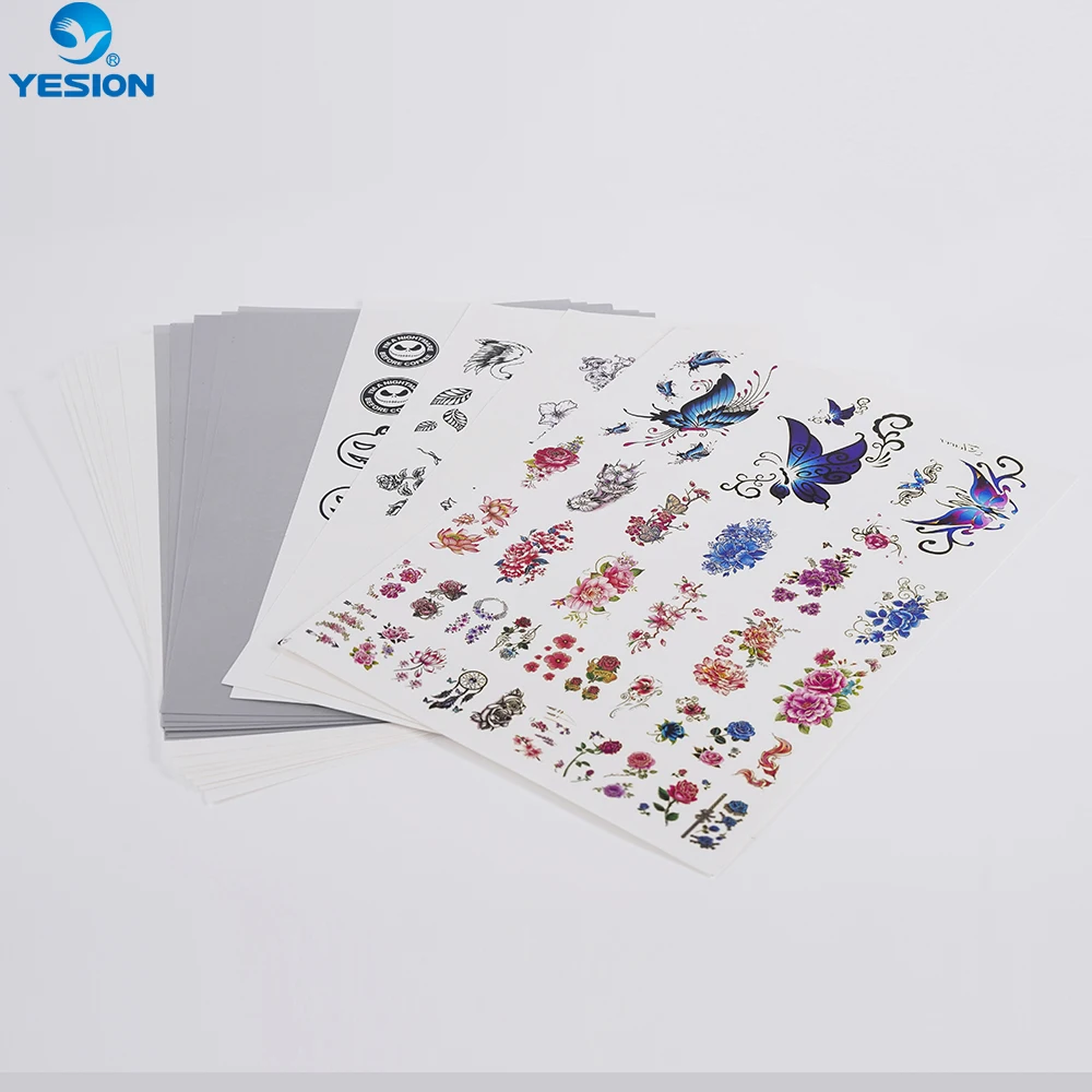 YESION Factory Printable Silver Temporary Waterproof Tattoo Transfer Paper Water Slide Decal Paper for Inkjet Printer