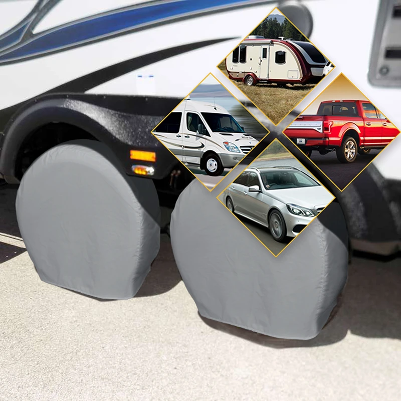 Customizable 600D Polyester Spare Tire Covers For SUV Wheel Protector Dust Proof Jacket 14 15 16 17 Inch Universal Tyre Cover