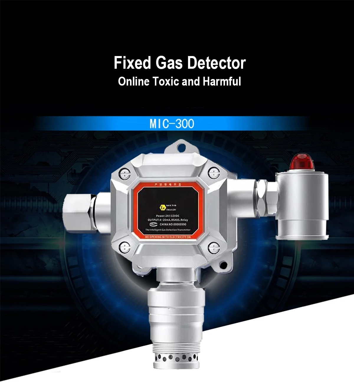 ZETRON MIC300-Fixed Gas Analyzer for Carbon Monoxide Oxygen Depletion Carbon Dioxide Ammonia LEL EX H2S NH3 With Multiple Alarms