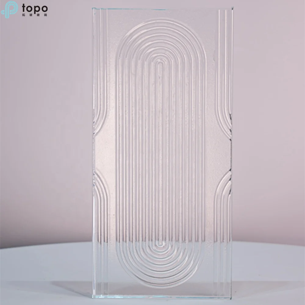 
6mm Golden Yellow Fusing Embossed Patterned Rolled Art Decor Glass for Bathroom (MR-SJ-2001) 