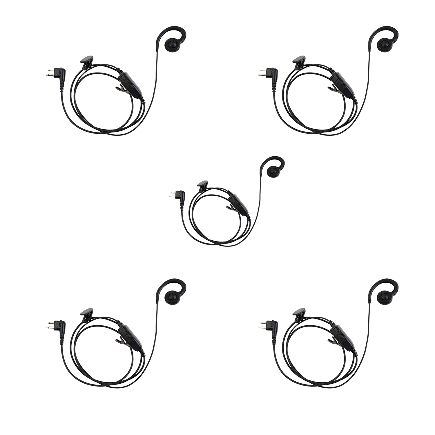 Single Wire Swivel Walkie Talkie Earphone with PTT and Microphone for 2.5mm+3.5mm Two Way Radio (5pcs) Compatible With Intercom