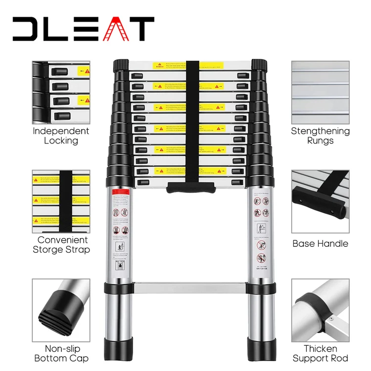 Лидер продаж 13 шагов алюминиевая телескопическая лестница для палатки на крыше 5 метров с крючками
