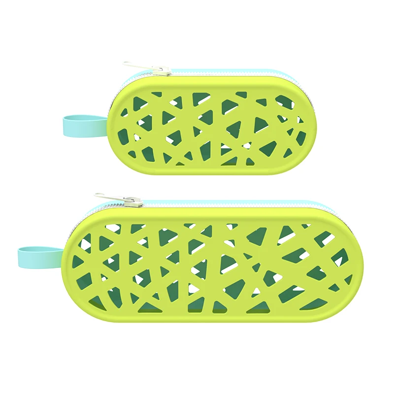 Custom Creative Hole Silicone Pencil Case Candy Pencil Case Student Portable Double Zipper Pencil Case
