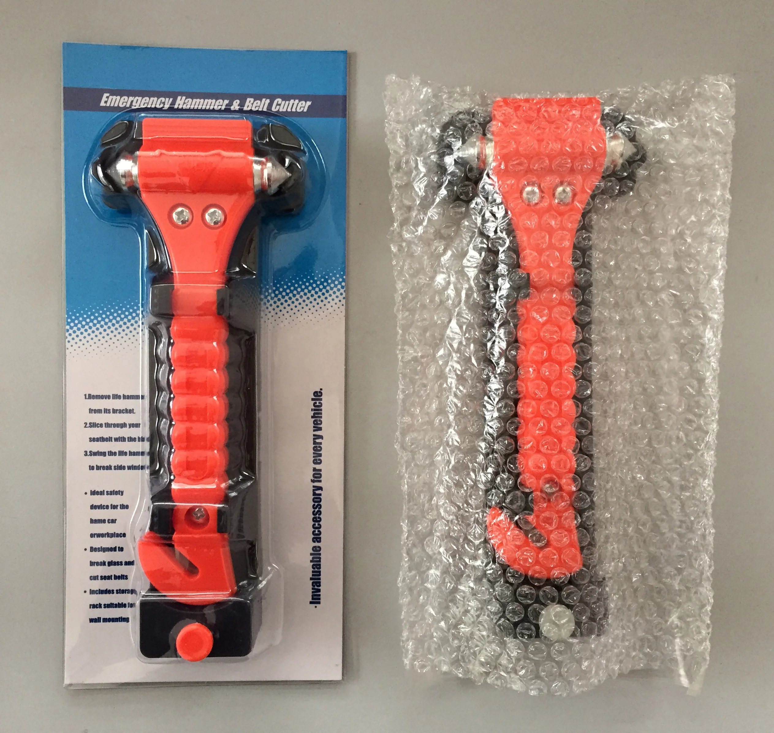 2 in 1 Safety Hammer Auto Window Glass Breaker with Seat Belt Cutter