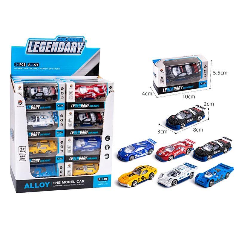 24PCS Simulation Alloy Metal Dicast Car Display Case Mini Metal Diecast Small Model Children Kids Toys Custom Car Vehicles