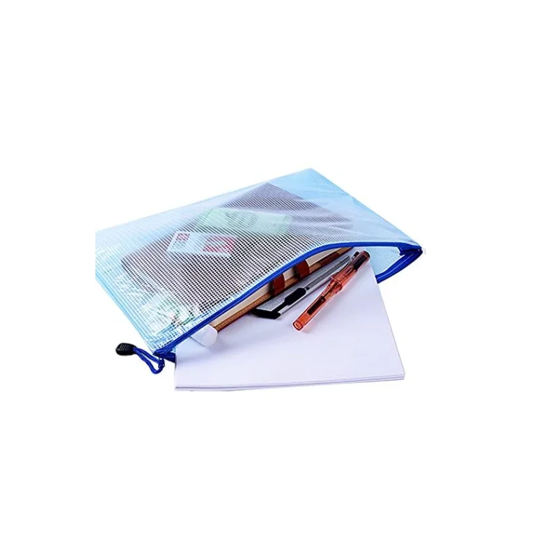 Cheap Waterproof A4 A5 A6 Plastic Zipper File Wallet Document Bag PVC File Bag With Zipper Lock Mesh Document Bag