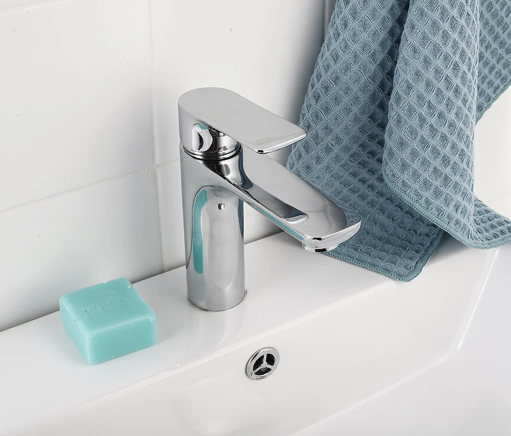 (OZ8251-1D)BOOU contemporary hot cold water deck mounted single handle bathroom chromed and black wash basin faucet mixer