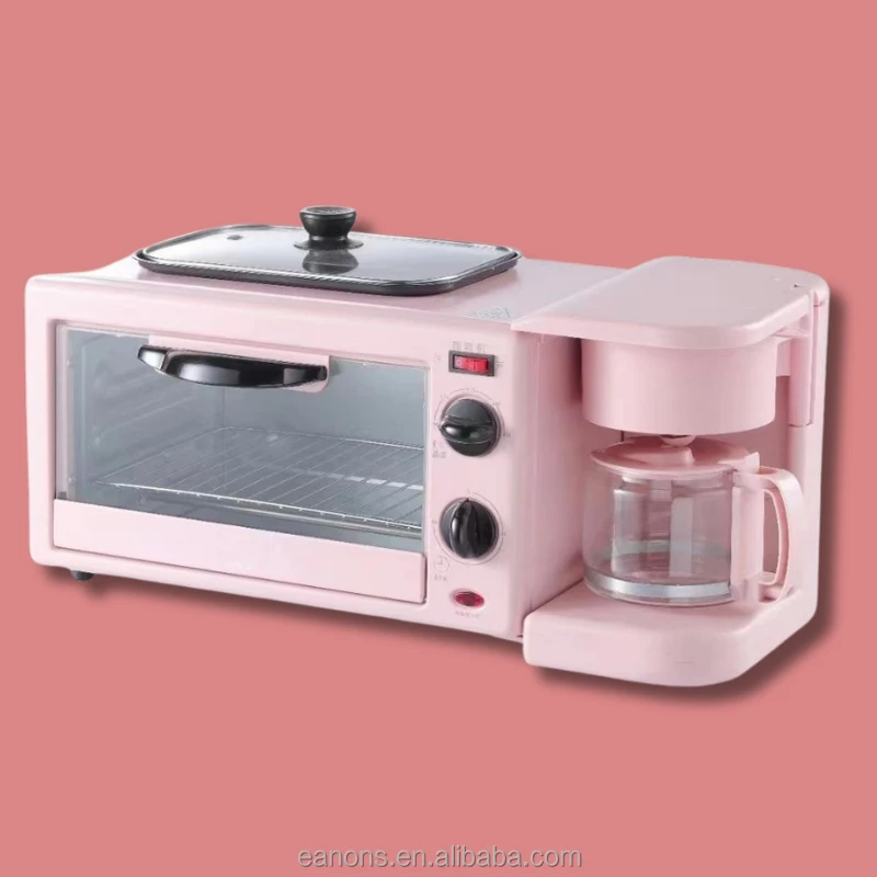 Mini Electric Toaster Oven Coffee Frying Pan Baking Machine 3 In 1 Multifunction Breakfast Maker