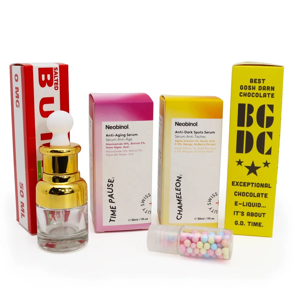 Custom Printing Eco Friendly Serum Packing Essential Oil Box CBD Cosmetic Jar Box Skin Care Packaging Customized Offset Printing