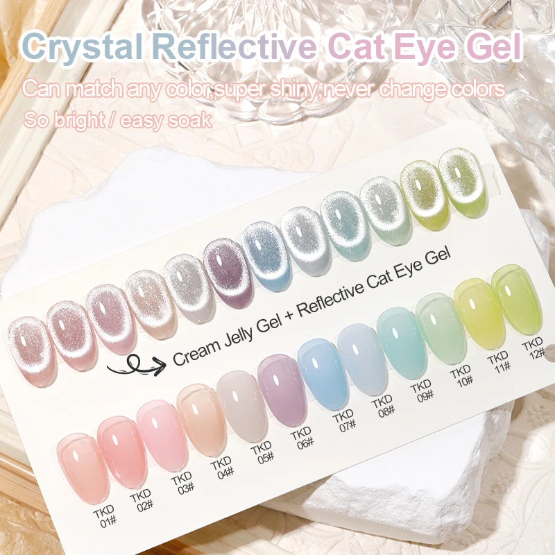 AS Newest Silver Crystal Cat Eye Gel Nail Polish Wholesale Nail Supplies Gel Polish Glitter Colors