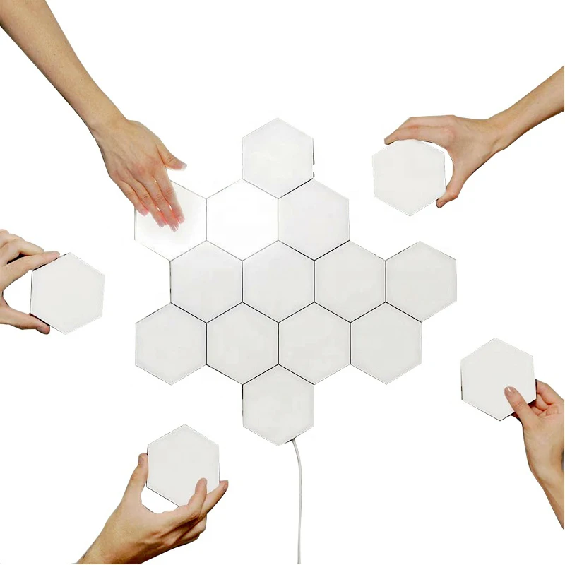 Creative Smart Removable Hexagonal Wall Lamp Quantum Modular Touch Hexagon Geometry Splicing Hex Honeycomb White Led Night Light