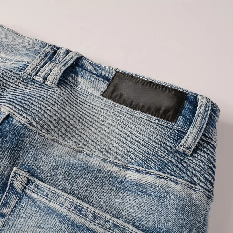 OEM  new style ripped pent style stock drop shipping men denim biker skinny jeans