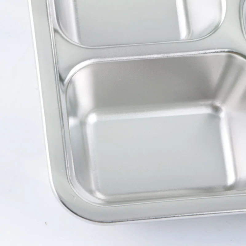 Restaurant School Canteen Divided Tray Metal Food Container 5 Compartment 304 Stainless Steel Dinner Plate
